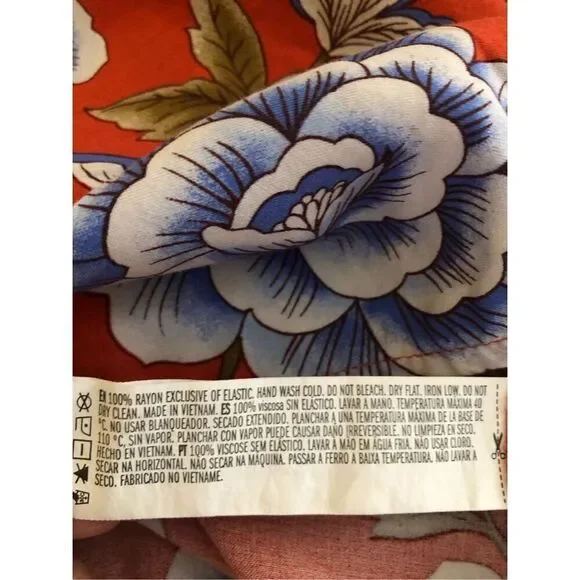 Forever 21 Women Size Medium Rust Floral Short Sleeve Button Back Dress - Picture 12 of 12